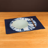 Tie Dye Sunflower Pattern Handmade Placemat, Indigo