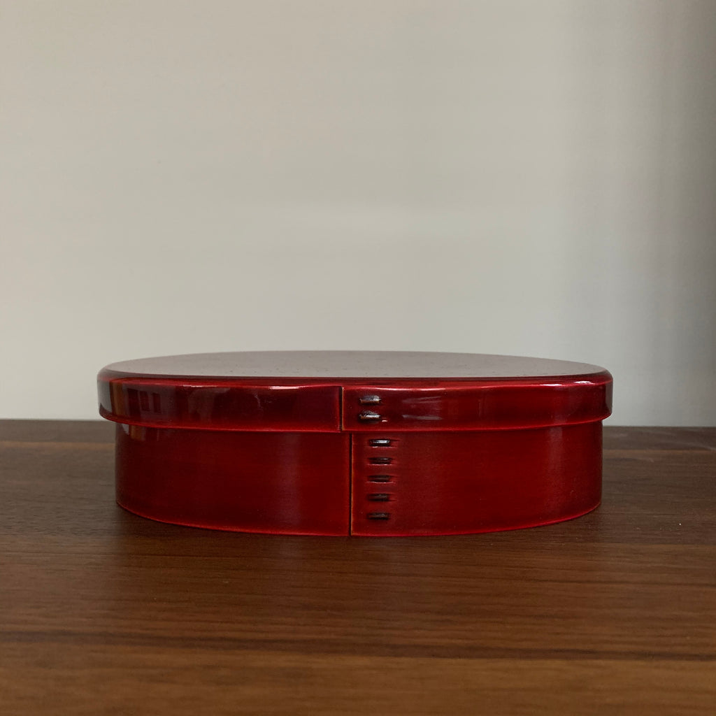 Red Shunkei Bento Box, Oval